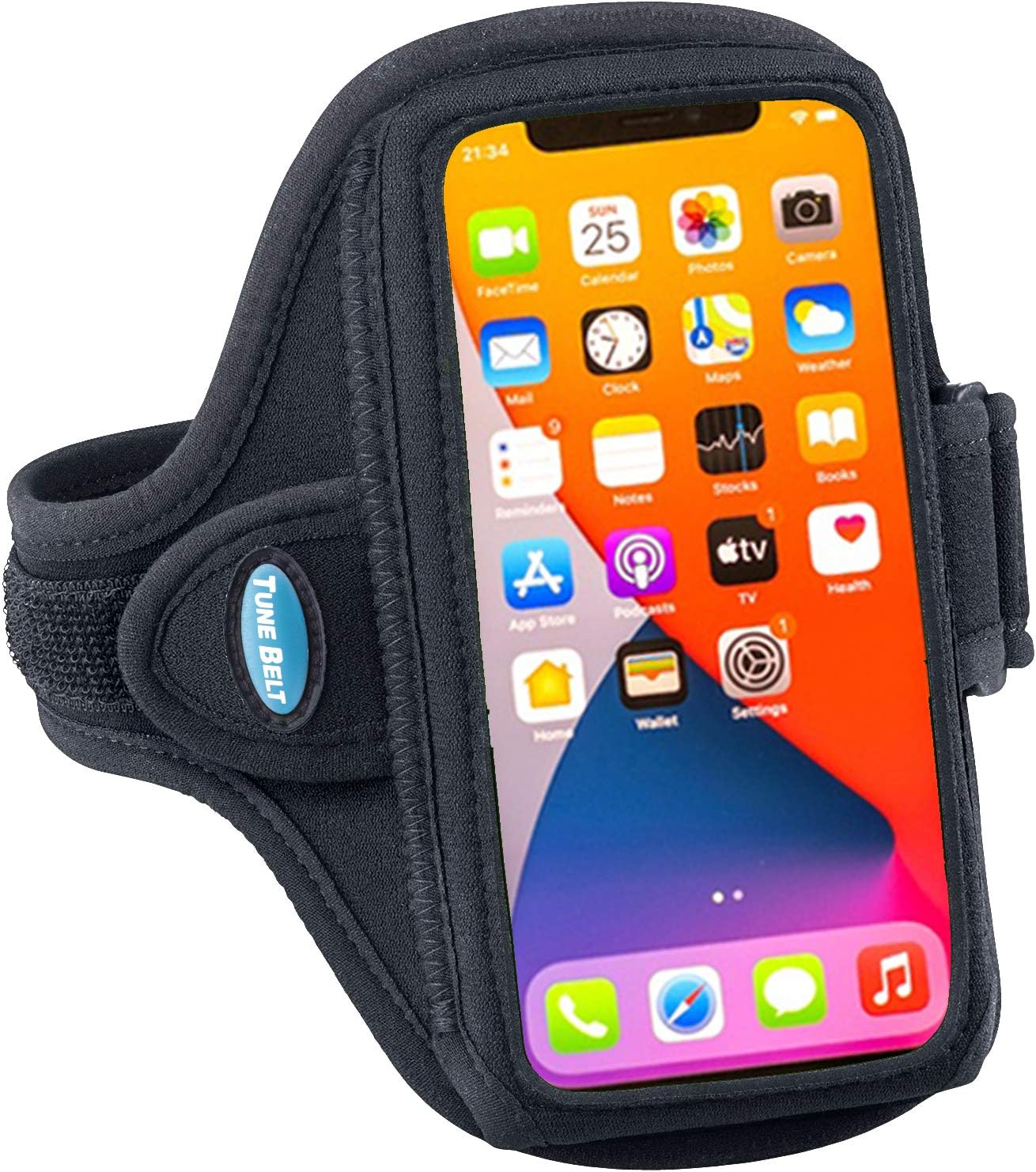 Tune Belt AB91 Running Armband for iPhone 1615141312 1116 Pro 16e Galaxy S24S23  SweatResistant Stable Comfortable Phone Holder with Adjustable Band for Jogging  Workouts Black